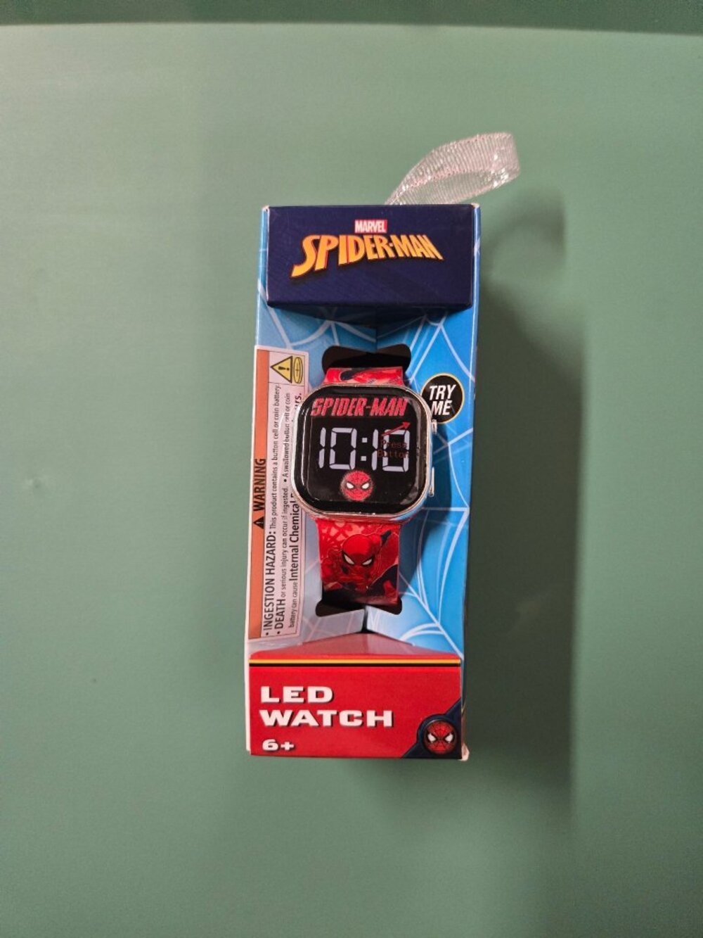 Boys Spiderman LED Watch 6+ Years - Square Case - Red Strap - NIB